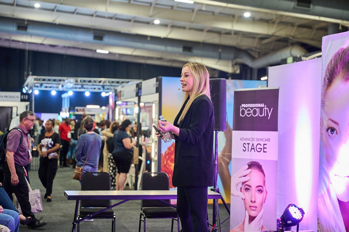 Visitors on an exhibition floor